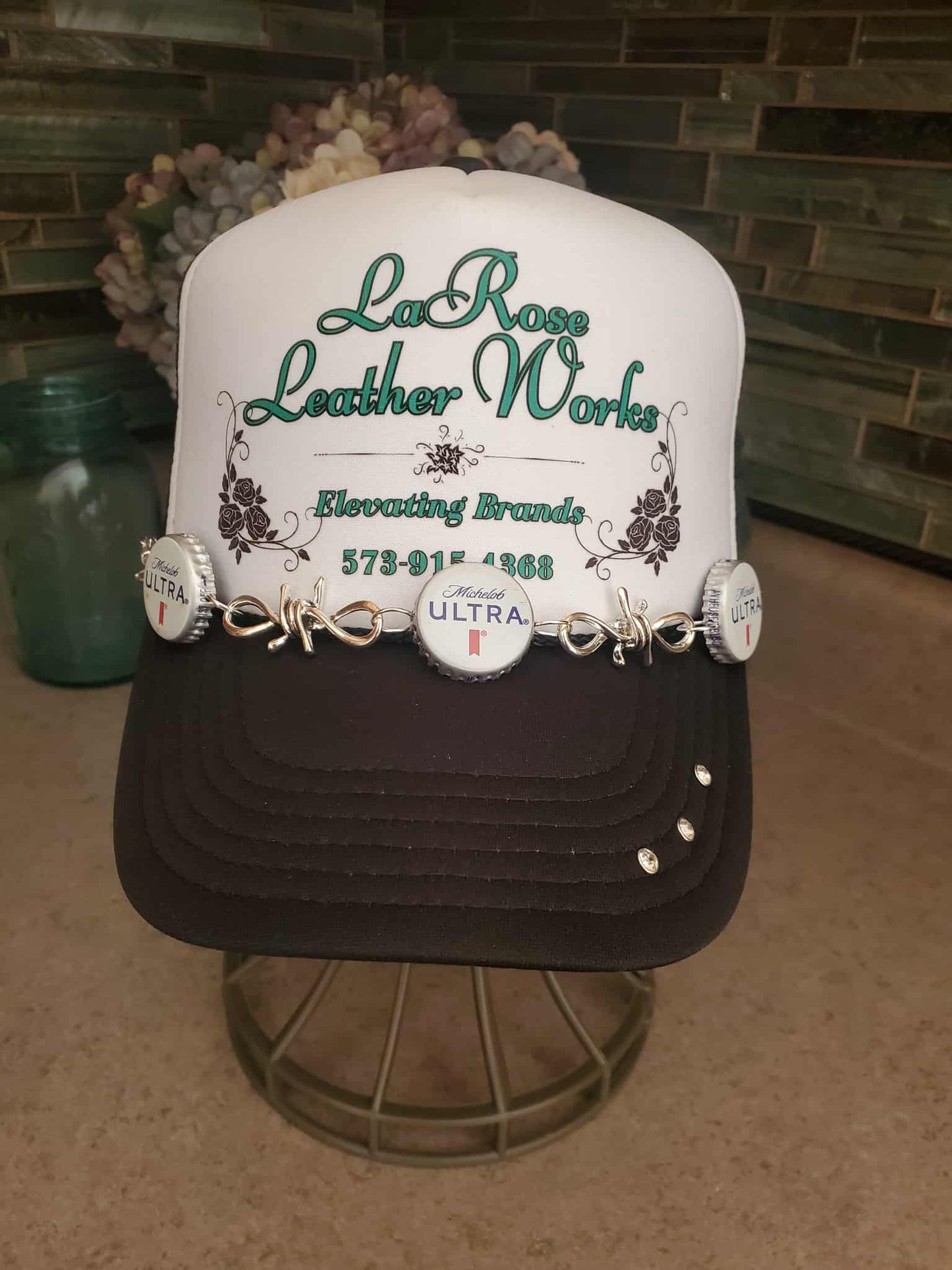 Beer Cap & Barbed Wire Hat Chain – Fun Party Hat Accessory (Custom Beer Flavor Style)