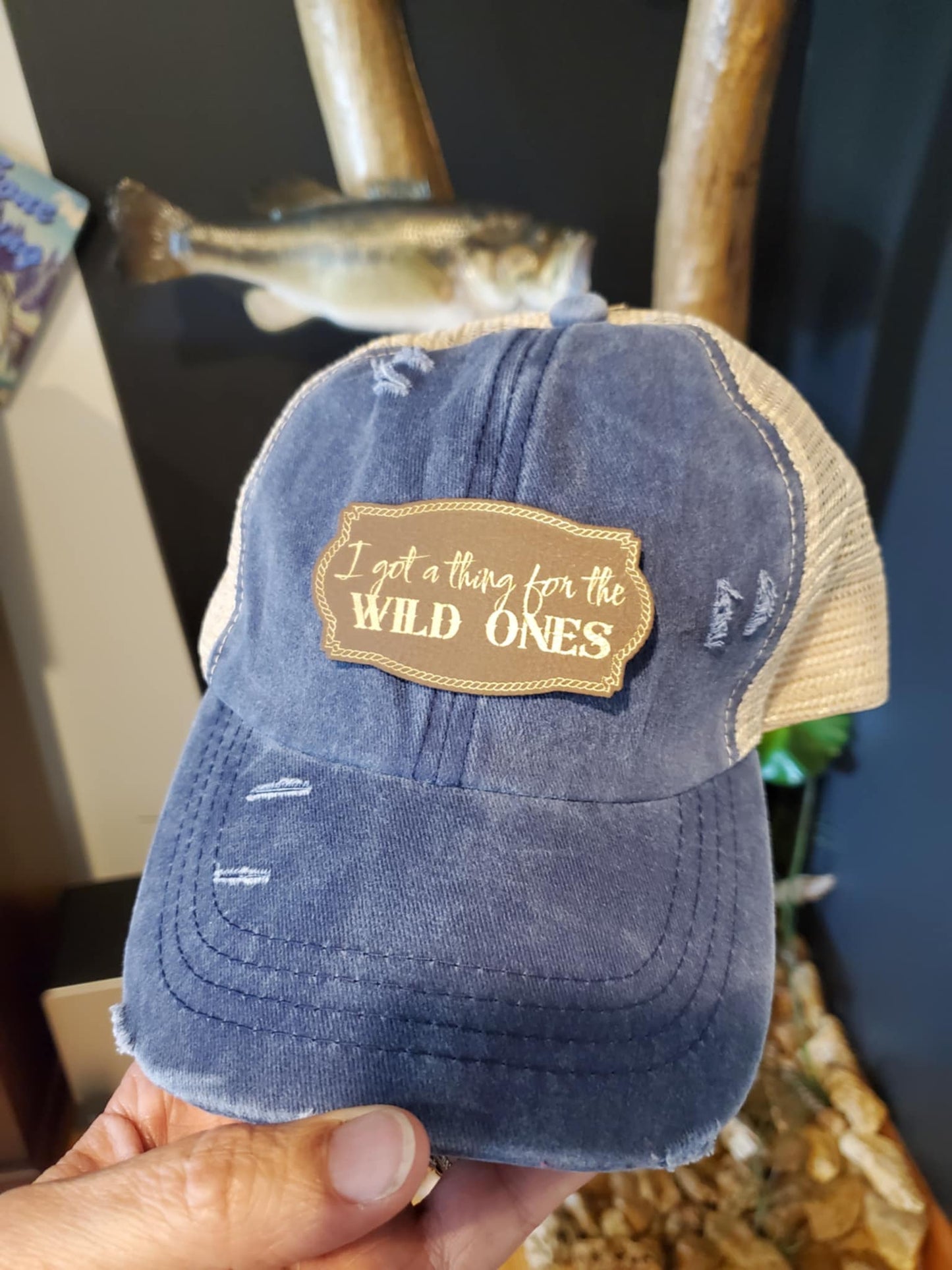 I Got A Thing For The Wild Ones" Engraved Patch - Chocolate Brown & Gold Trucker Hat Patch