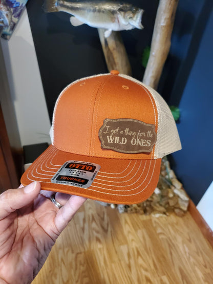 I Got A Thing For The Wild Ones" Engraved Patch - Chocolate Brown & Gold Trucker Hat Patch