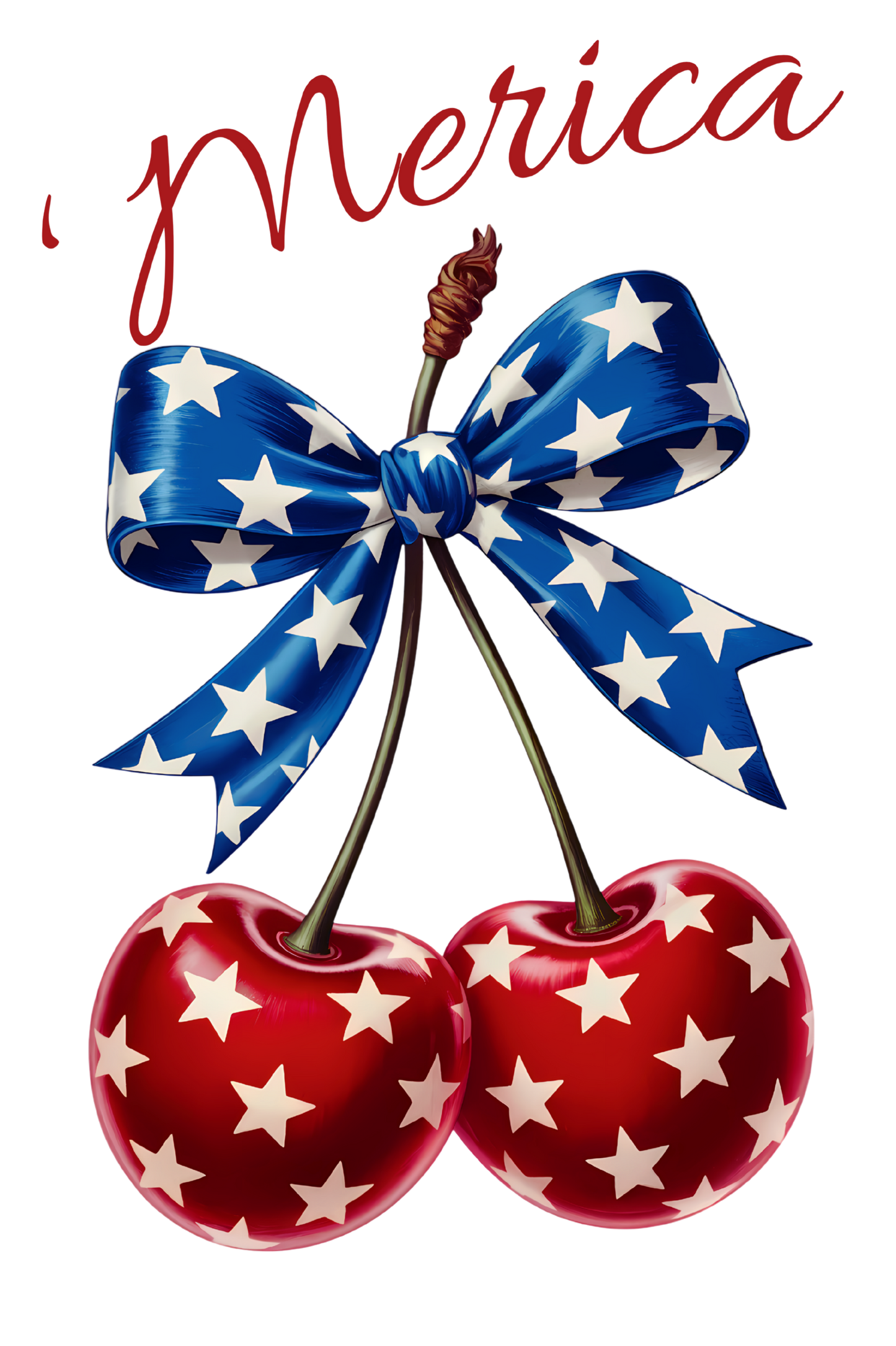 'Merica Red White Blue Cherries DTF Transfer - Trucker Hat Design - Patriotic Cherry Transferr