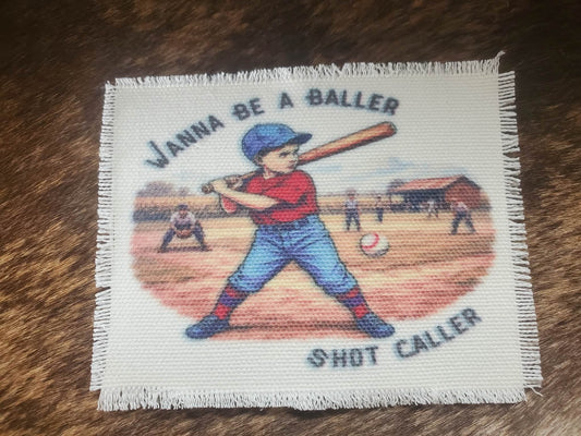 Rustic Iron-On Patches | Handmade Canvas Style Patches with Fringe Edge |BBHB Custom Vintage Wanna Be A Baller