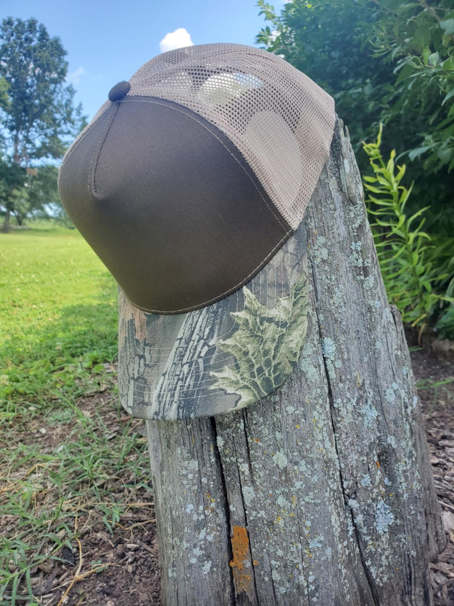 CAMO 5-Panel Structured Hat – Olive Green/TrueTimber HTCF/Tan