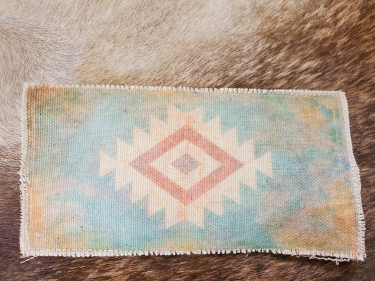 Rustic Iron-On Patches | Handmade Canvas Style Patches with Fringe Edge | Aztec Background 3