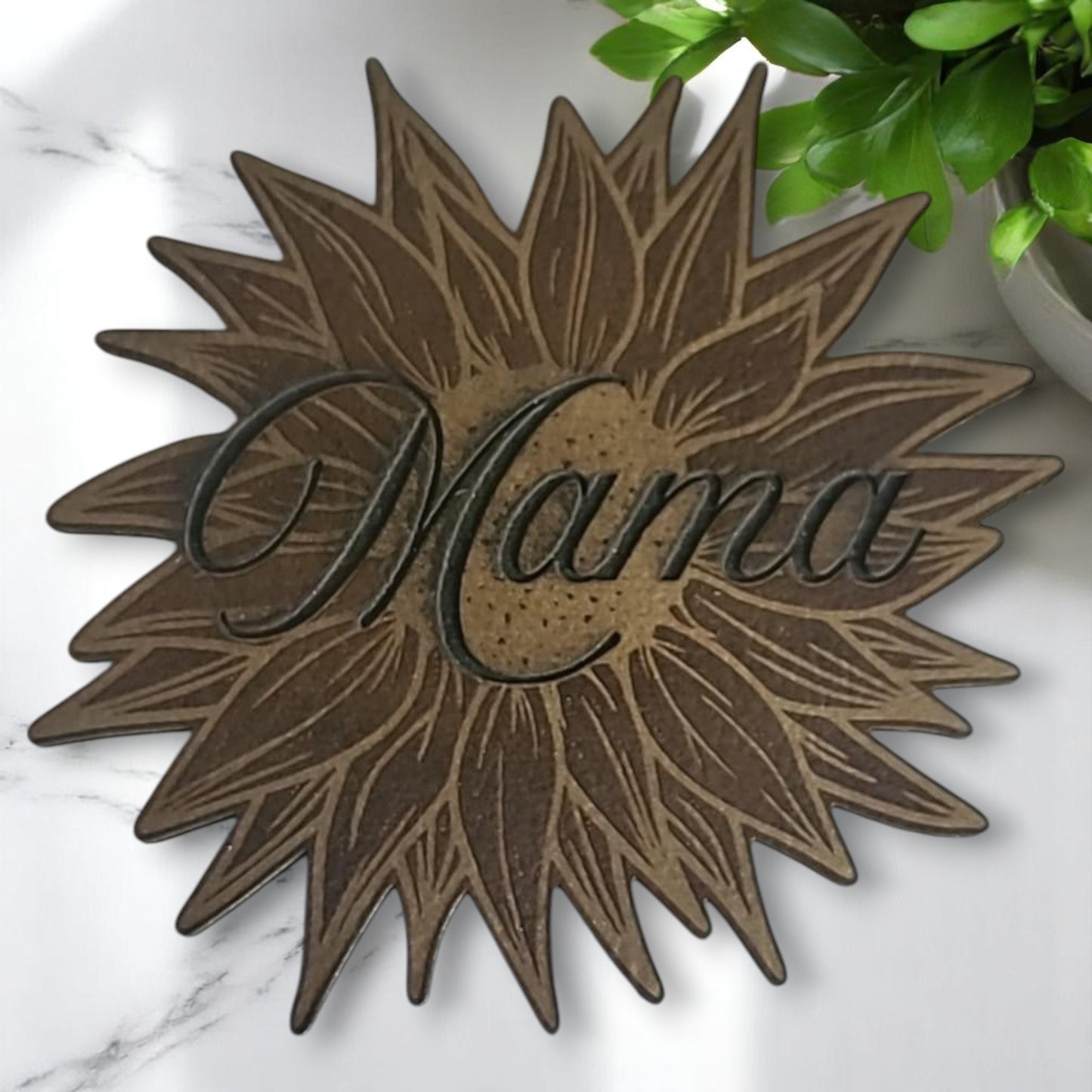 Mamma Sunflower Premium Patch (3 Inches) Brown with Gold Accents