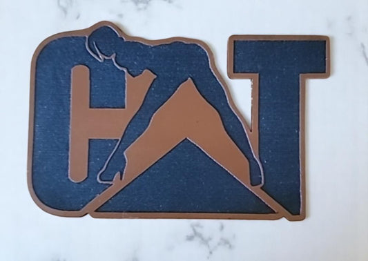 Custom Leatherette Patch – Sultry Silhouette with CAT Logo (LARGE)