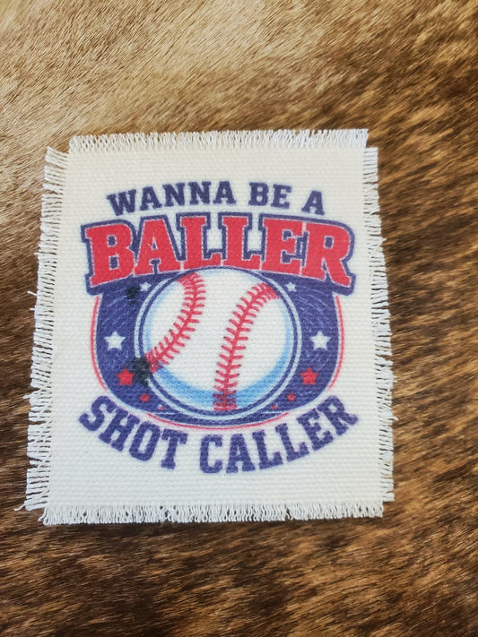 Rustic Iron-On Patches | Handmade Canvas Style Patches with Fringe Edge |Baller