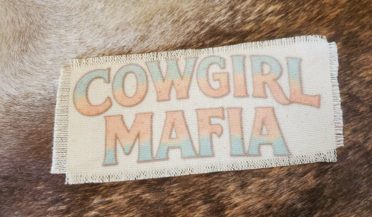 Rustic Iron-On Patches | Handmade Canvas Style Patches with Fringe Edge | Cowgirl Mafia - Bleached White