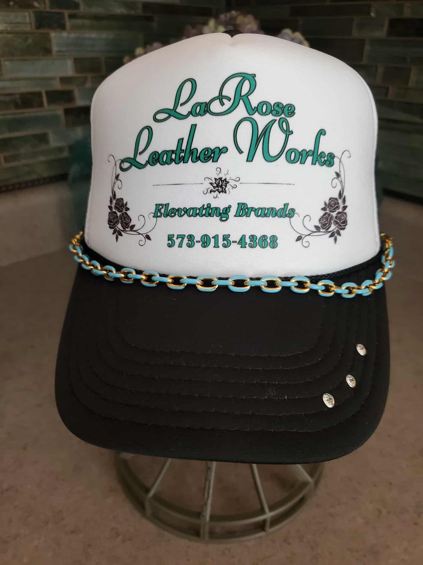 Powder Blue Custom Heavy Paperclip Hat Chain – Color-Dipped Metal Statement Chain (Multiple Colors Available)