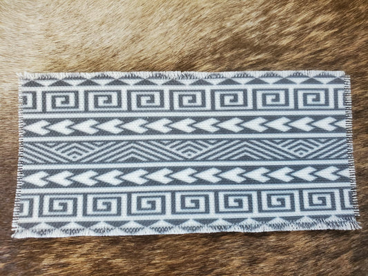 Rustic Iron-On Patches | Handmade Canvas Style Patches with Fringe Edge | AZTEC BACKGROUND