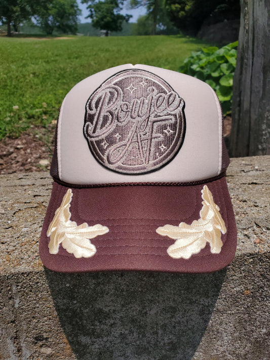 Brown & Tan Otto Cap with "Bougie AF" Statement Patch - Elegant Head Turner