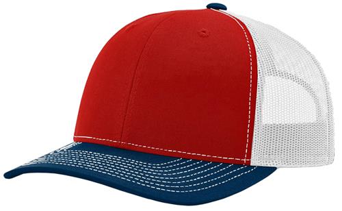 Richardson 112 Blank Trucker Hat — Premium Fit & Classic Style Red & White  & Blue
