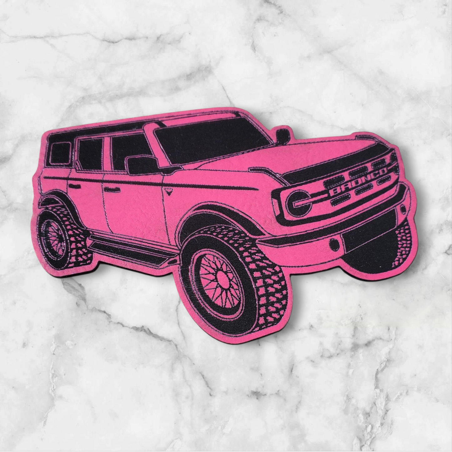 BBHB 1- New Ford Bronco Custom Leather Patch – Premium Hat Accessory for Bronco Enthusiasts - PINK