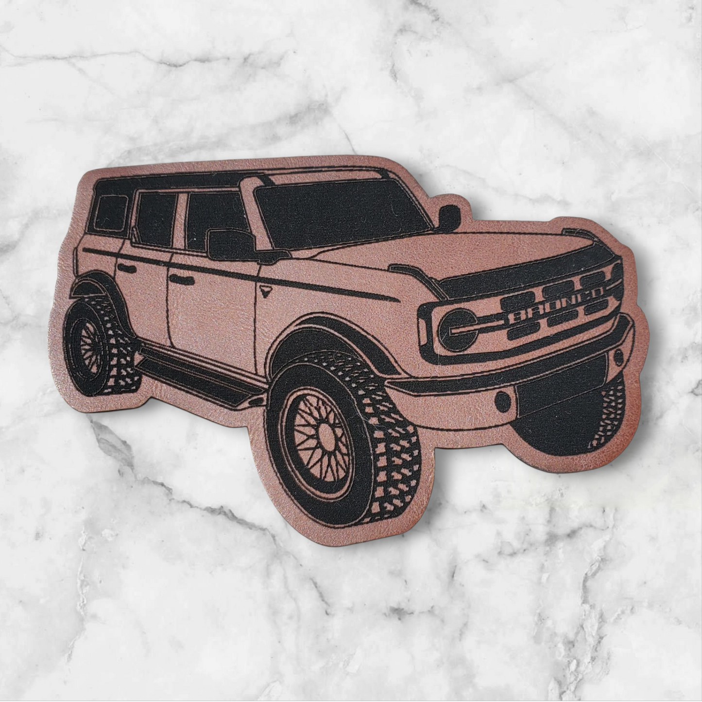 BBHB 1- New Ford Bronco Custom Leather Patch – Premium Hat Accessory for Bronco Enthusiasts - Brown