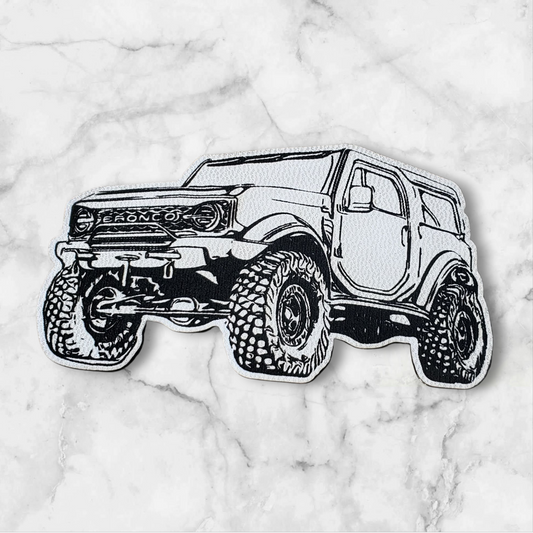 BBHB 2- New Ford Bronco Custom Leather Patch – Premium Hat Accessory for Bronco Enthusiasts - White