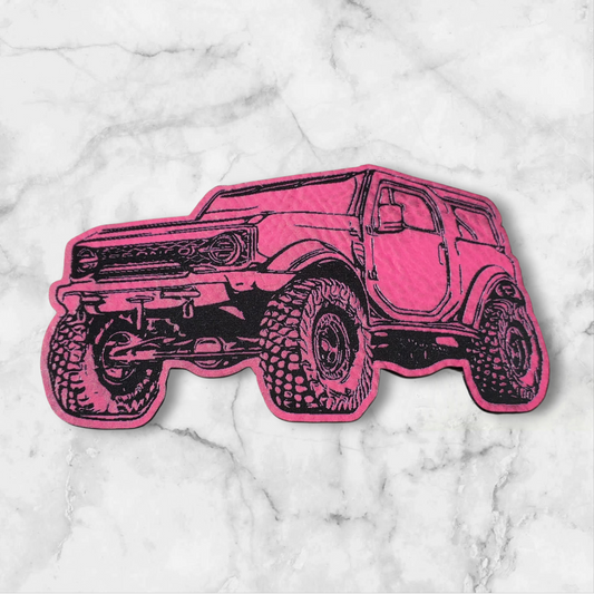 BBHB 2- New Ford Bronco Custom Leather Patch – Premium Hat Accessory for Bronco Enthusiasts - PINK