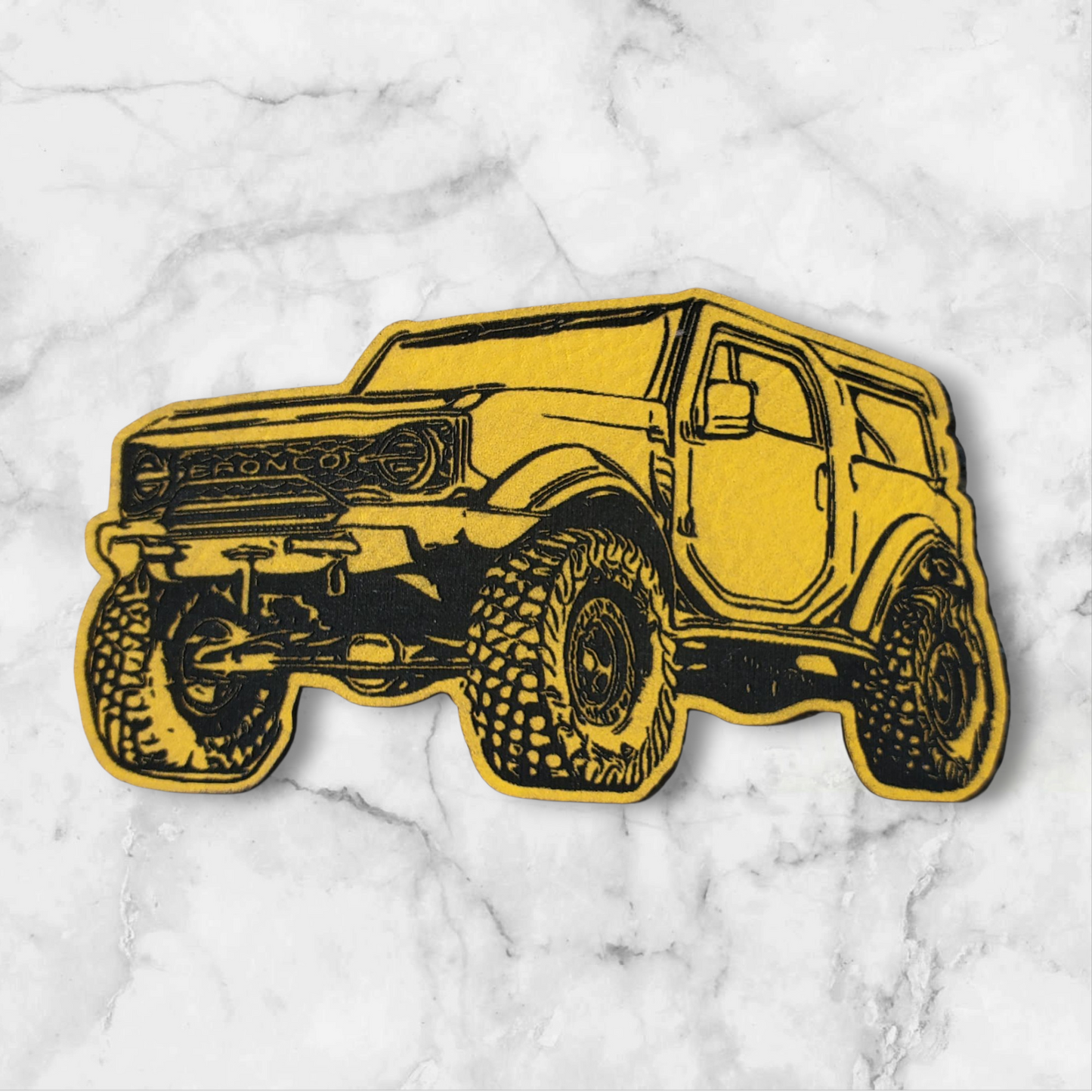BBHB 2- New Ford Bronco Custom Leather Patch – Premium Hat Accessory for Bronco Enthusiasts - Yellow