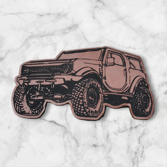 BBHB 2- New Ford Bronco Custom Leather Patch – Premium Hat Accessory for Bronco Enthusiasts - BROWN