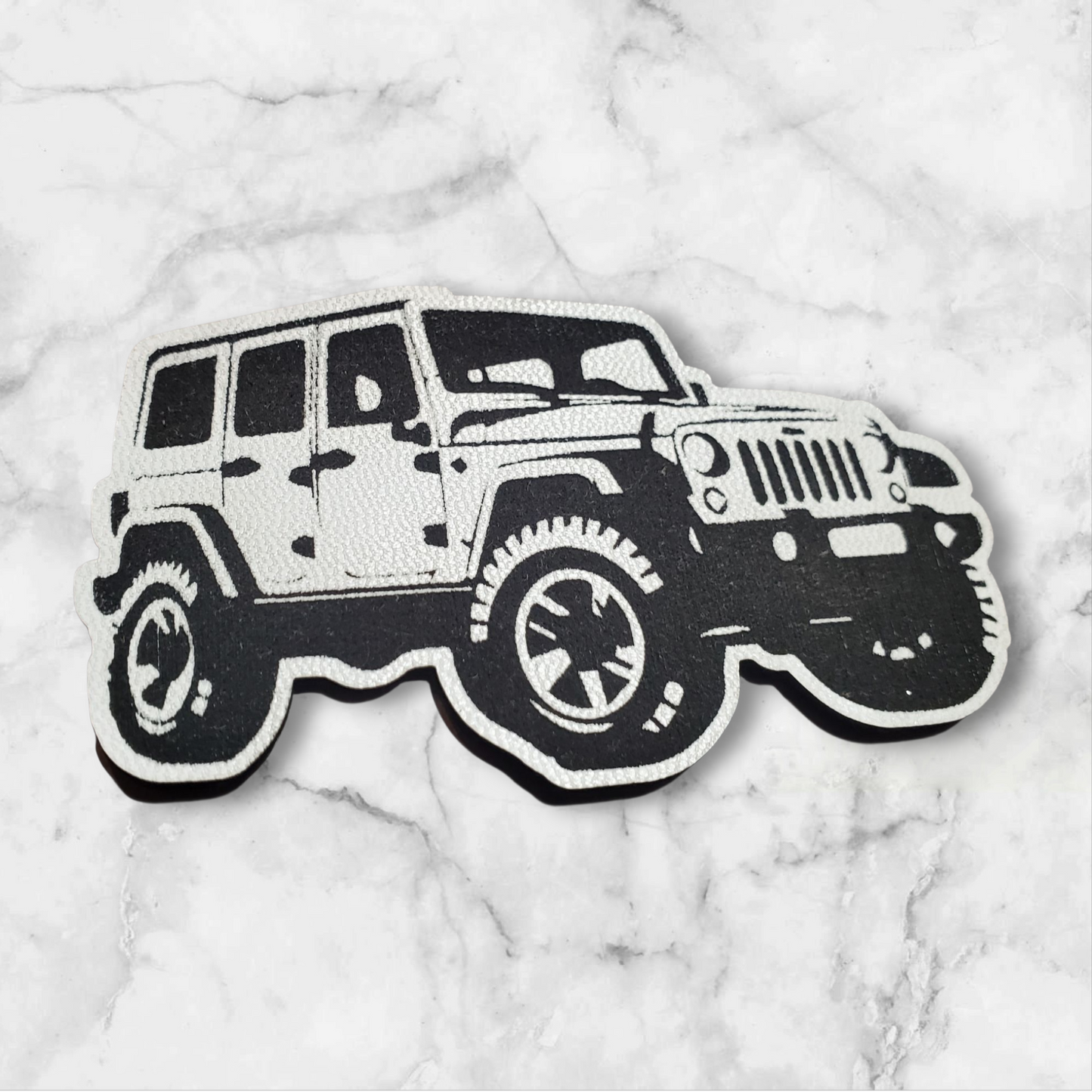 Custom Jeep Leather Patch White Color