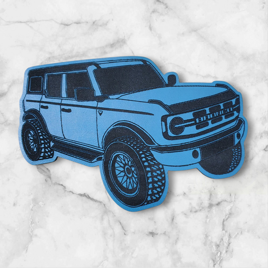 BBHB 1- New Ford Bronco Custom Leather Patch – Premium Hat Accessory for Bronco Enthusiasts - BLUE