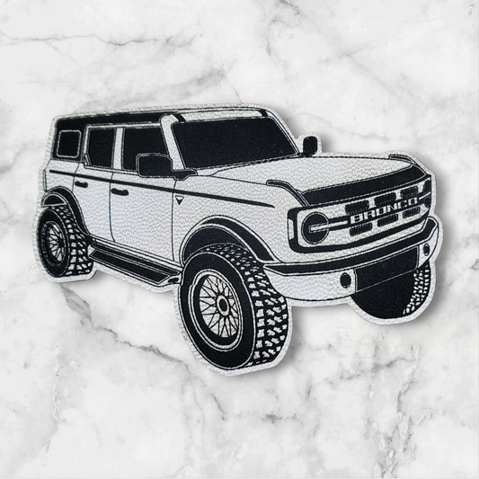 BBHB 1- New Ford Bronco Custom Leather Patch – Premium Hat Accessory for Bronco Enthusiasts - White