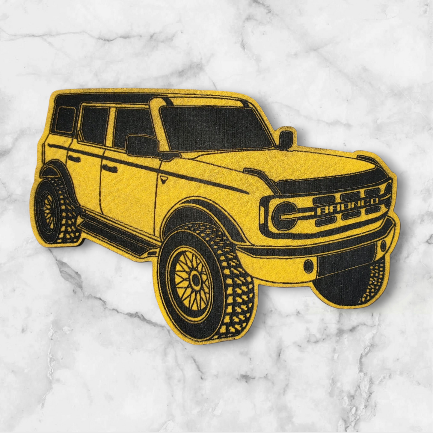 BBHB 1- New Ford Bronco Custom Leather Patch – Premium Hat Accessory for Bronco Enthusiasts - Yellow